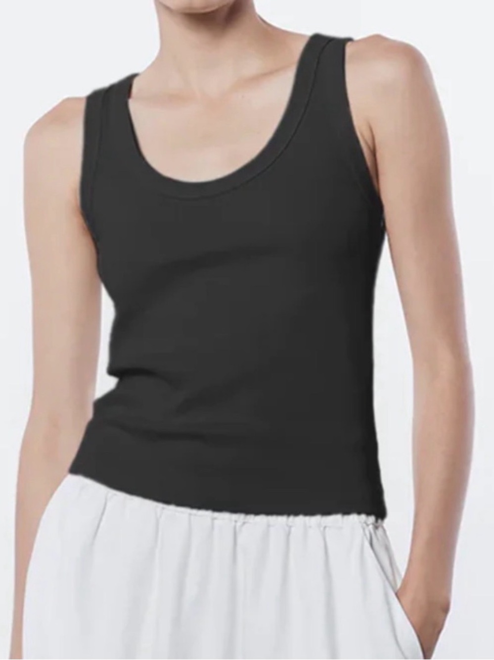 Enza Costa Supima Rib Scoop Tank Black Size XS